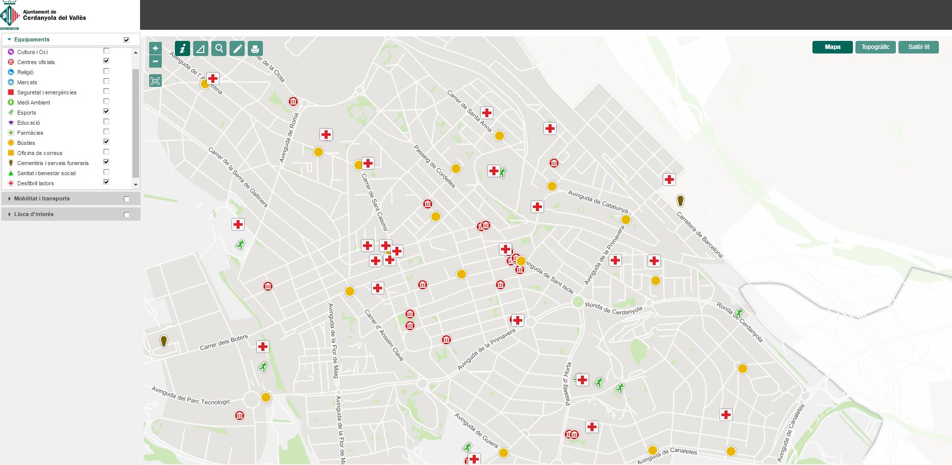 Captura de la versió millorada del Servei d'Informació Geogràfica