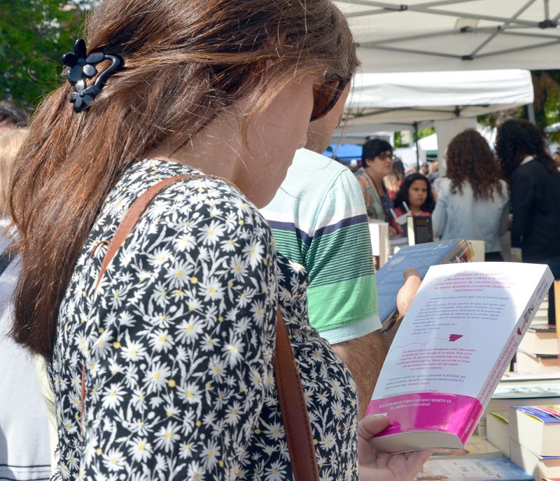 Persona llegint el resum d'un llibre l'any passat