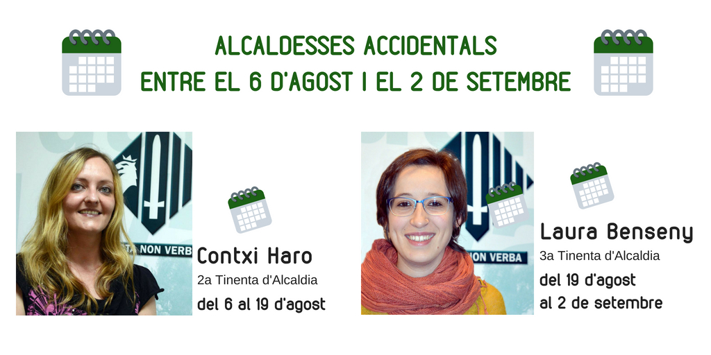 Contxi Haro i Laura Benseny seran les alcaldesses accidentals a l'agost