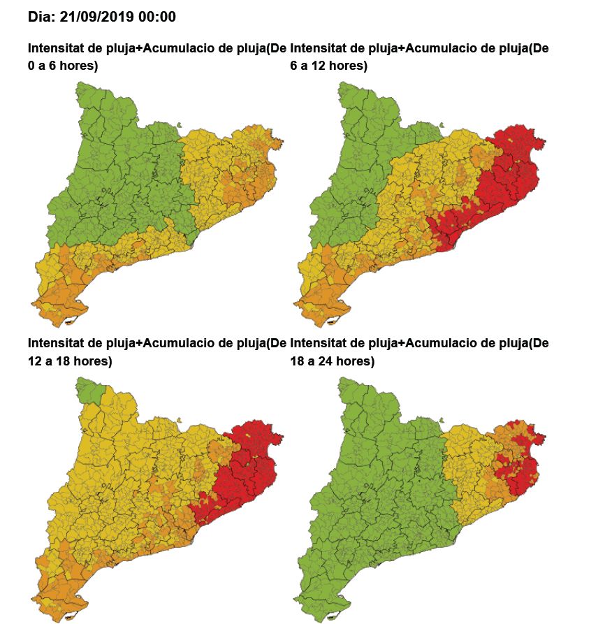 Mapa de risc per intensitat i acumulació de pluja