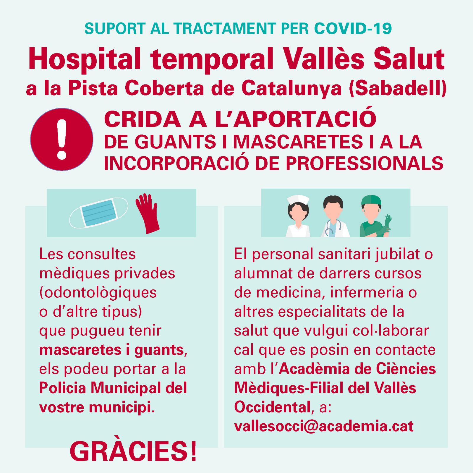 Instruccions per subministrar a l'Hospital temporal Vallès Salut