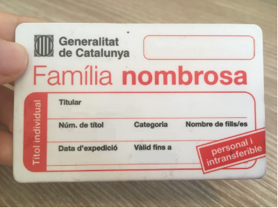 Imatge d'un carnet de família nombrosa (Generalitat Catalunya)