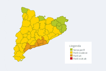 Mapa perill per intensitat de pluja 18 de setembre 2020