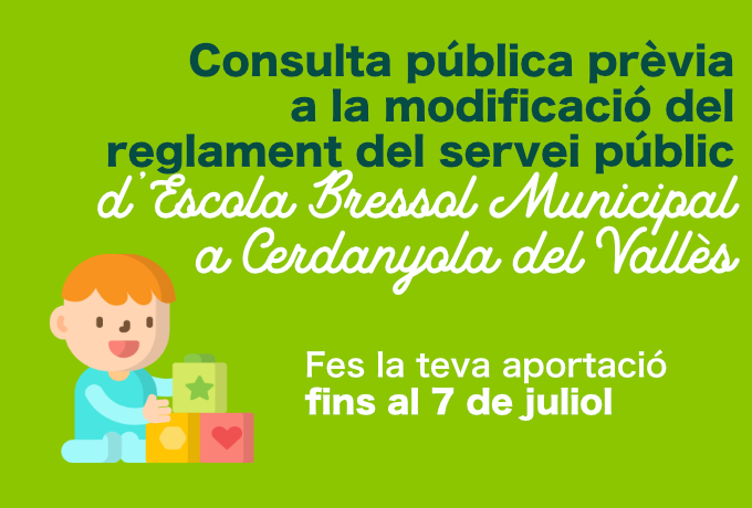 Imatge Consulta pública prèvia a la modificació del reglament del servei públic d’Escola Bressol Municipal a Cerdanyola del Vallès