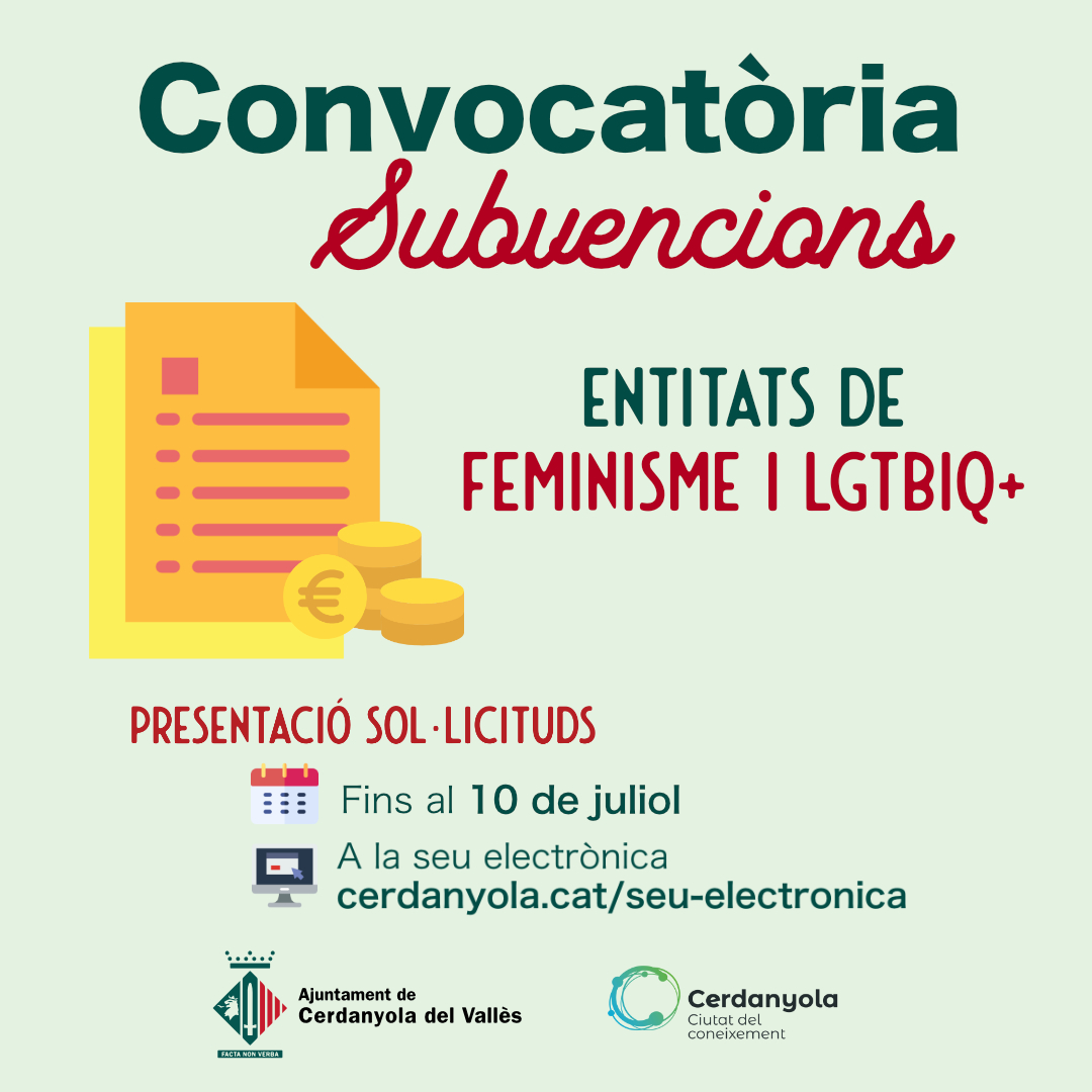 Aprovada la convocatòria de subvencions adreçades a entitats que realitzin projectes, programes o activitats feministes i LGTBIQ+