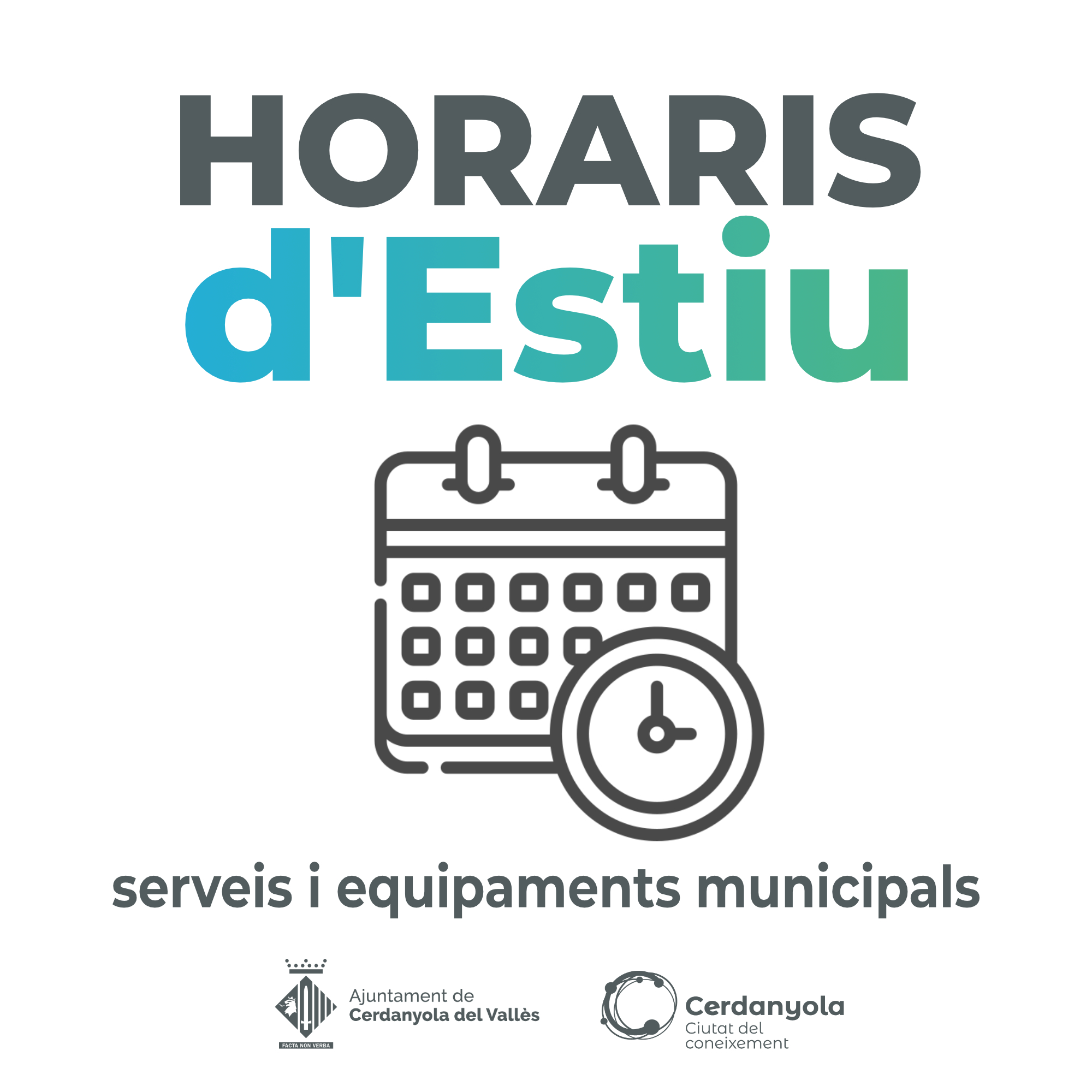 Horaris especials pel període d'estiu dels serveis i equipaments municipals