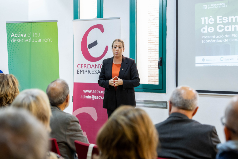 Cristina Padilla durant l'acte de presentació del Pla Estratègic de Promoció Econòmica