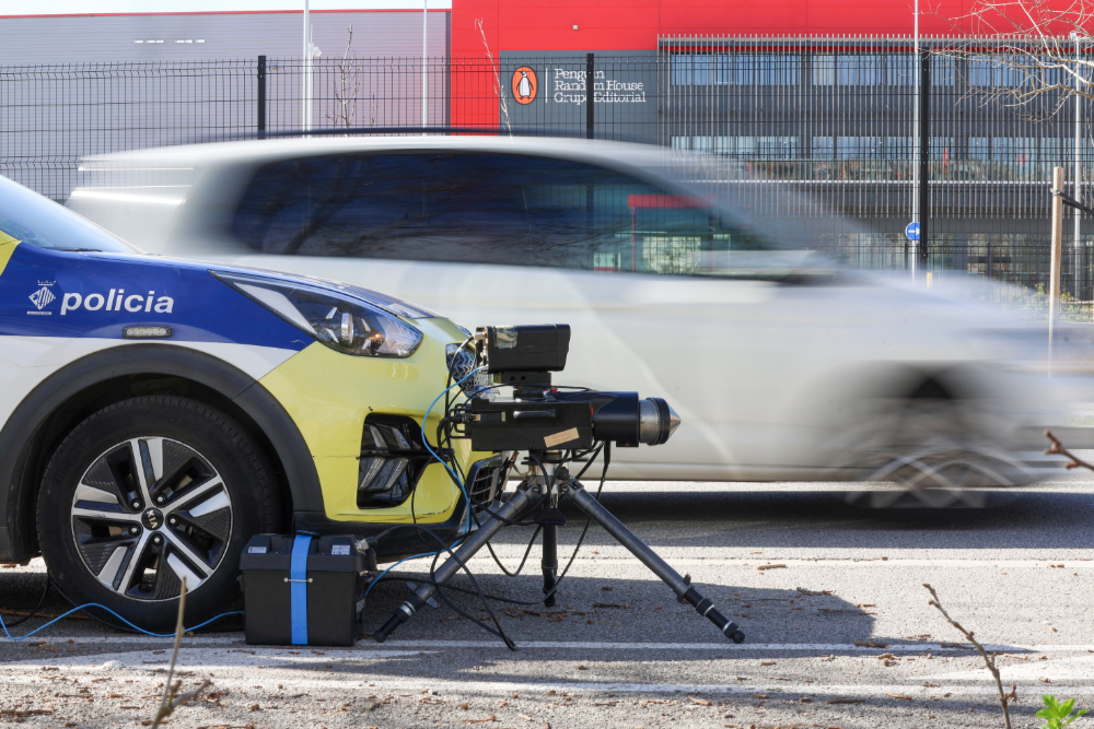 Fotografia d'un dels controls de velocitat que està realitzant la Policia Local