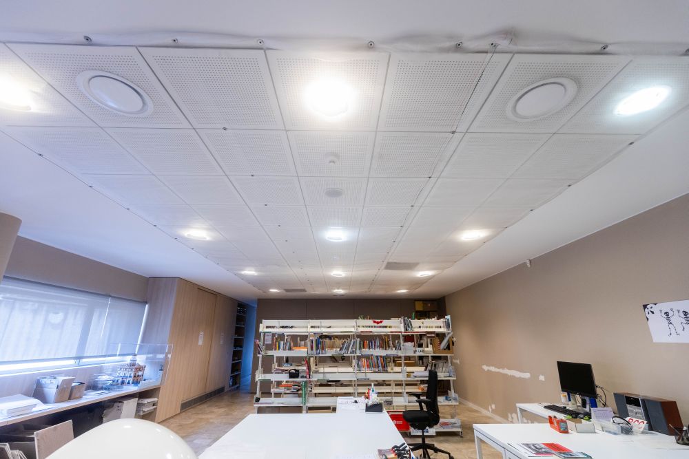 fotografia de les obres sostre biblioteca