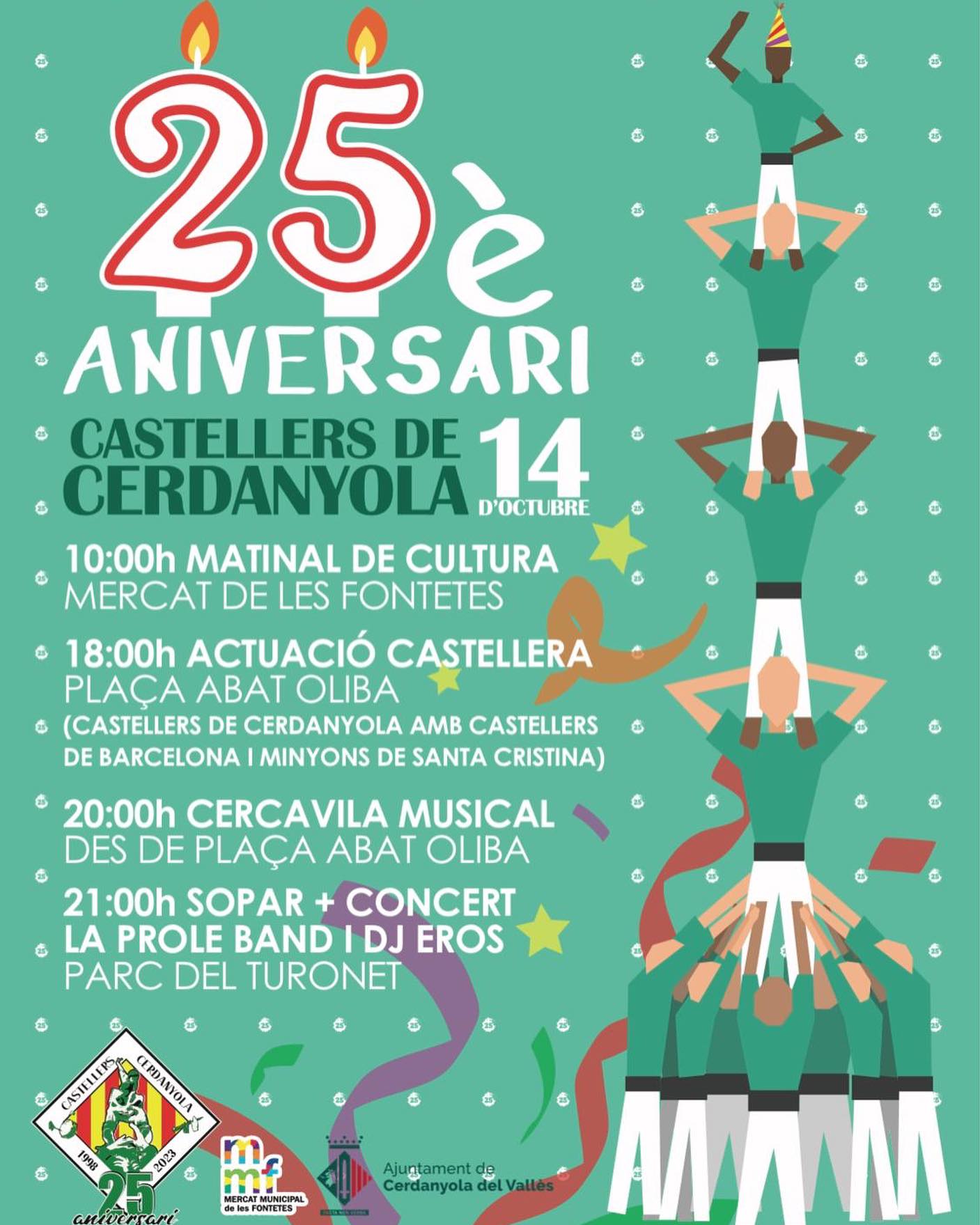 cartell 25è Aniversari dels Castellers de Cerdanyola