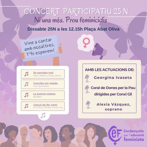 cartell Concert Participatiu 25N 'Ni una més. Prou feminicidis'