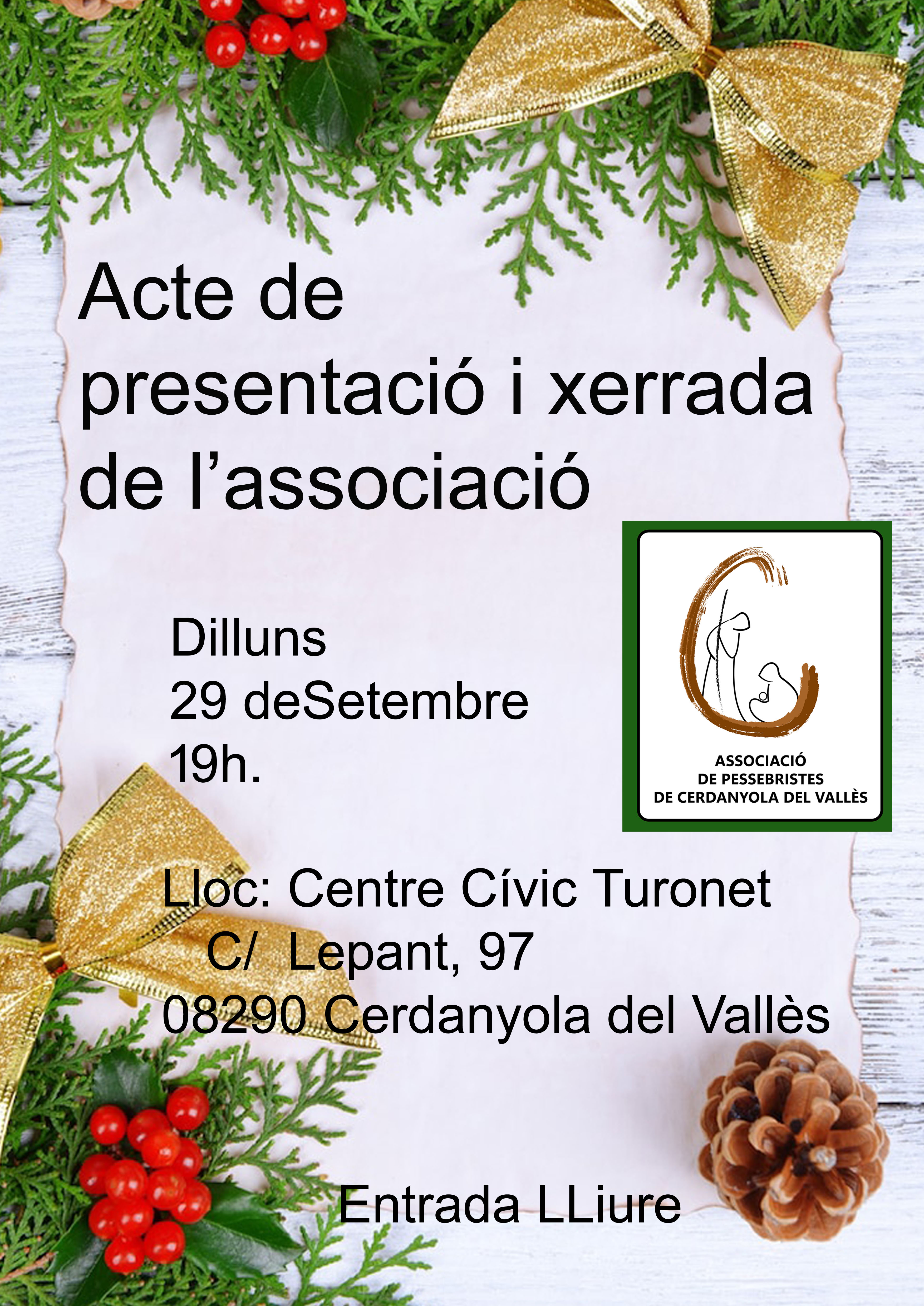 Cartell acte presentació Associació de Pesseristes de Cerdanyola
