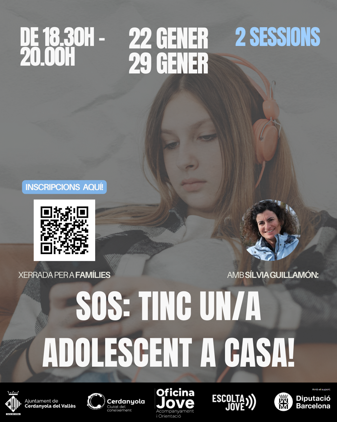 Cartell Xerrada per a famílies 'SOS. Tinc un/a adolescent a casa!'