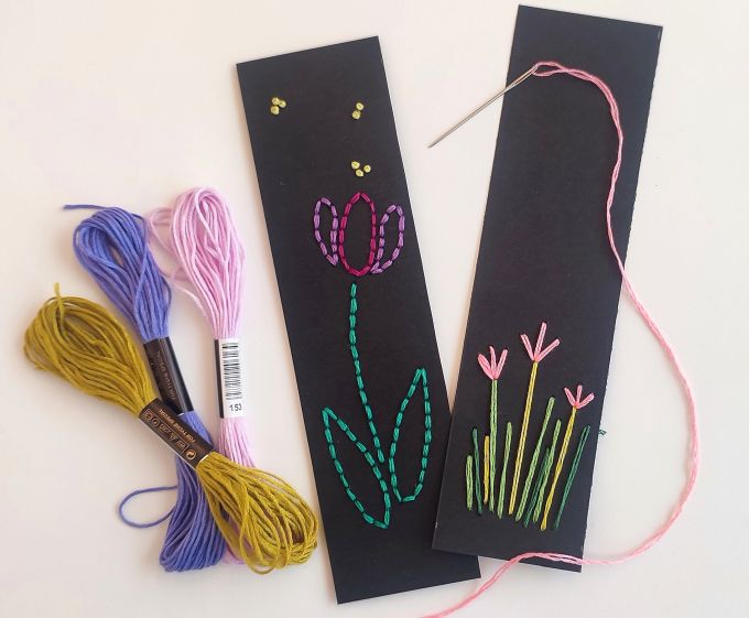 imatge de punts de llibre brodats