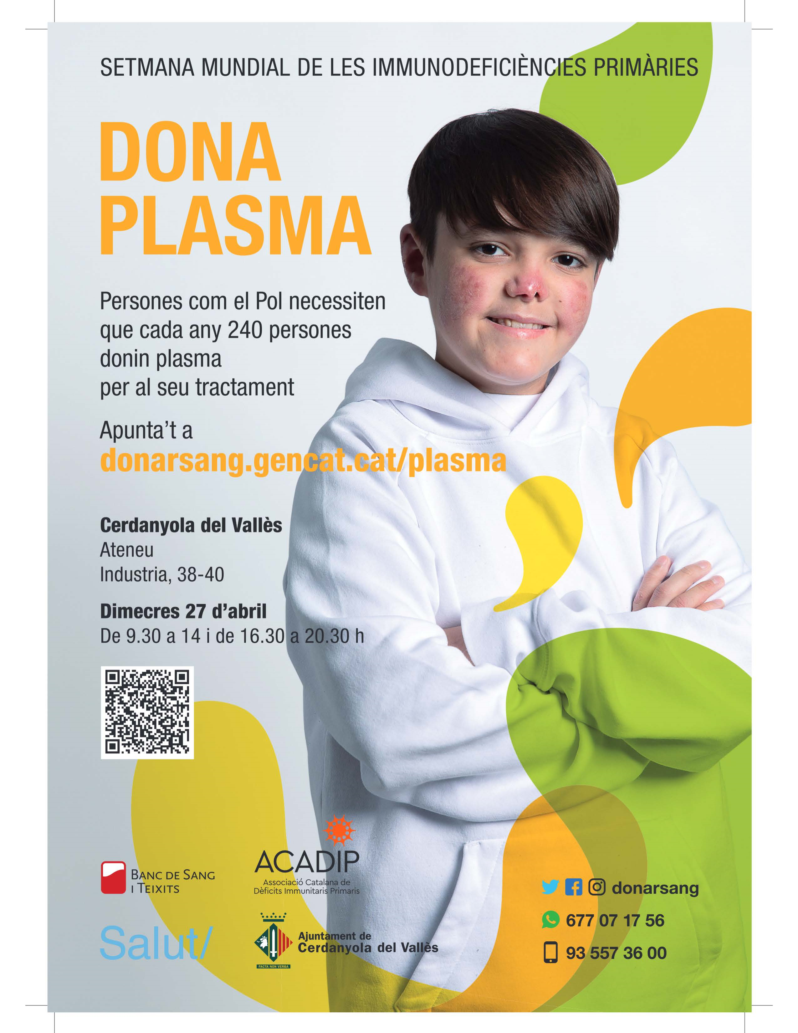 Cartell jornada donació plasma Cerdanyola 27 abril