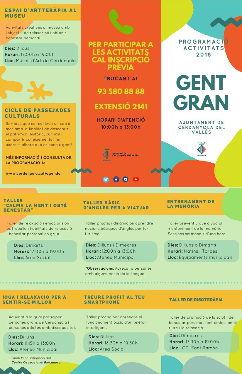 Programa Activitats Gent Gran 2018