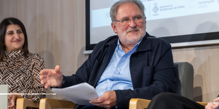 Isidre Grau durant l'acte d'homenatge