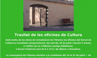 Anunci del trasllat del servei de Cultura