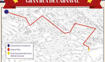 Mapa amb el recorregut de la Rua de Carnaval 2019