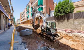 Fotografia de les obres del segon tram entre carrers Sant Antoni i Sant Daniel