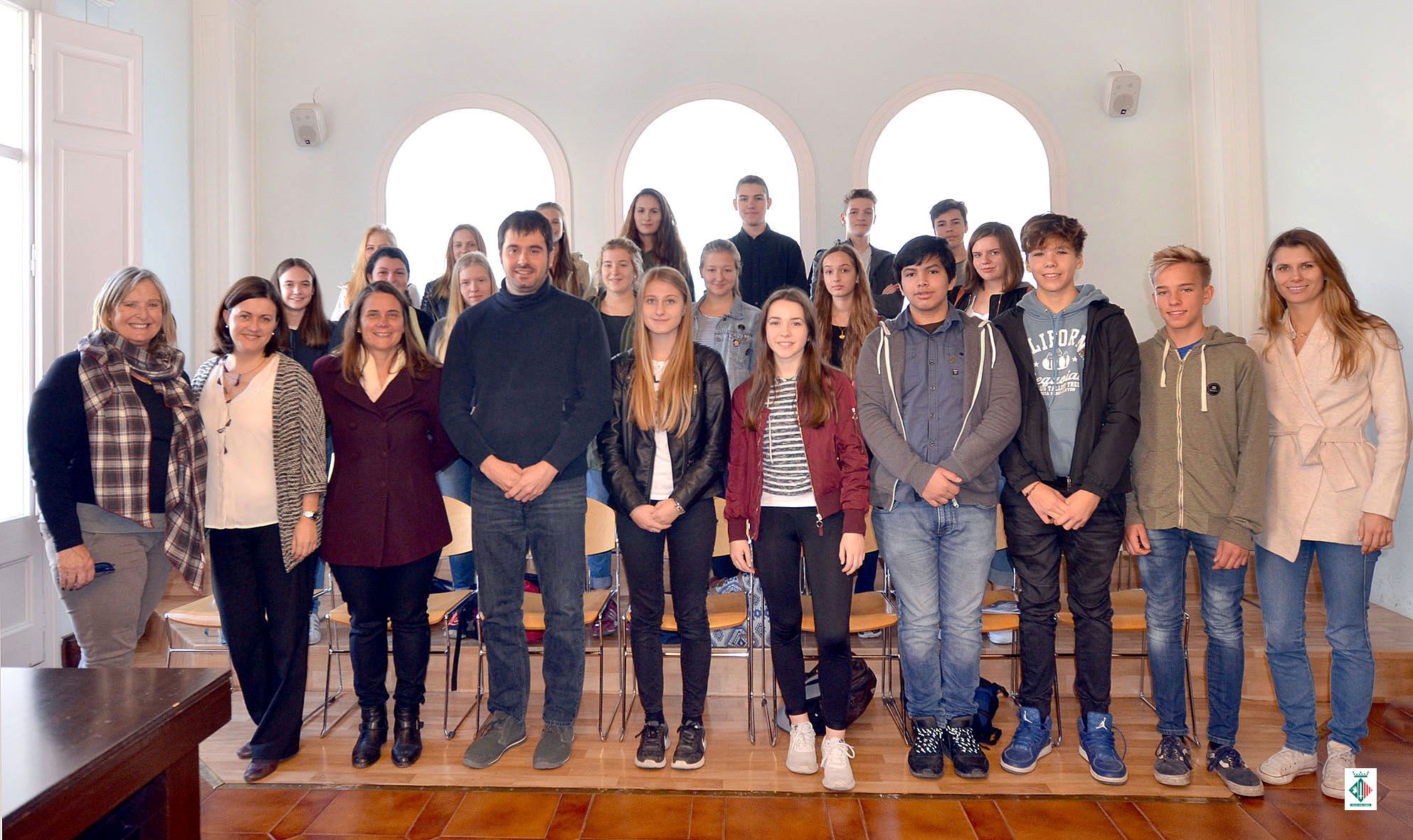 Foto de família de la recepció de l'alumnat alemany