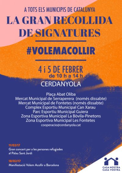 Cartell de a recollida de firmes per a la campanya Casa meva és casa vostra