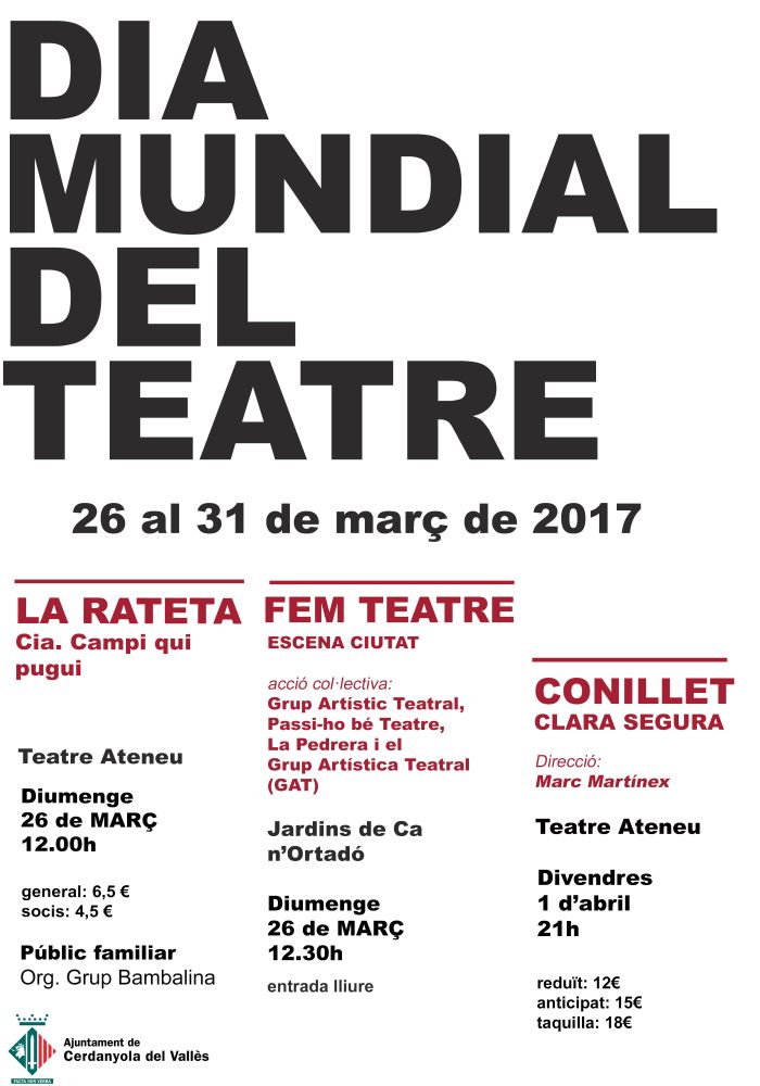 Cartell del Dia Mundial del Teatre a Cerdanyola