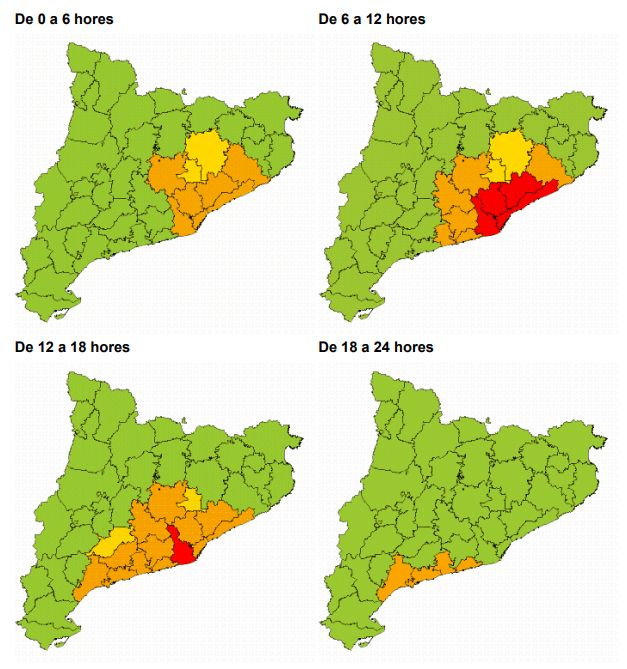 Mapes de risc per demà dijous 8 de febrer