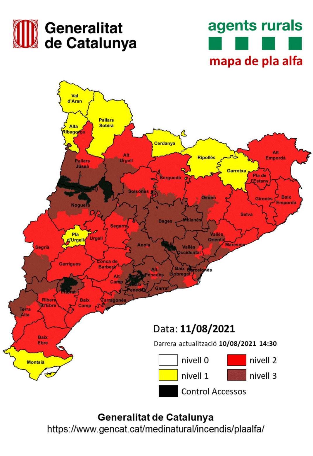 Mapa perill incendis 11.8.21