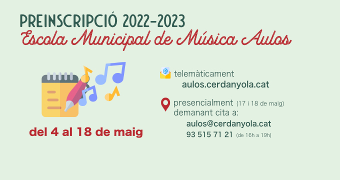 Imatge preinscripció Aulos 2022-2023