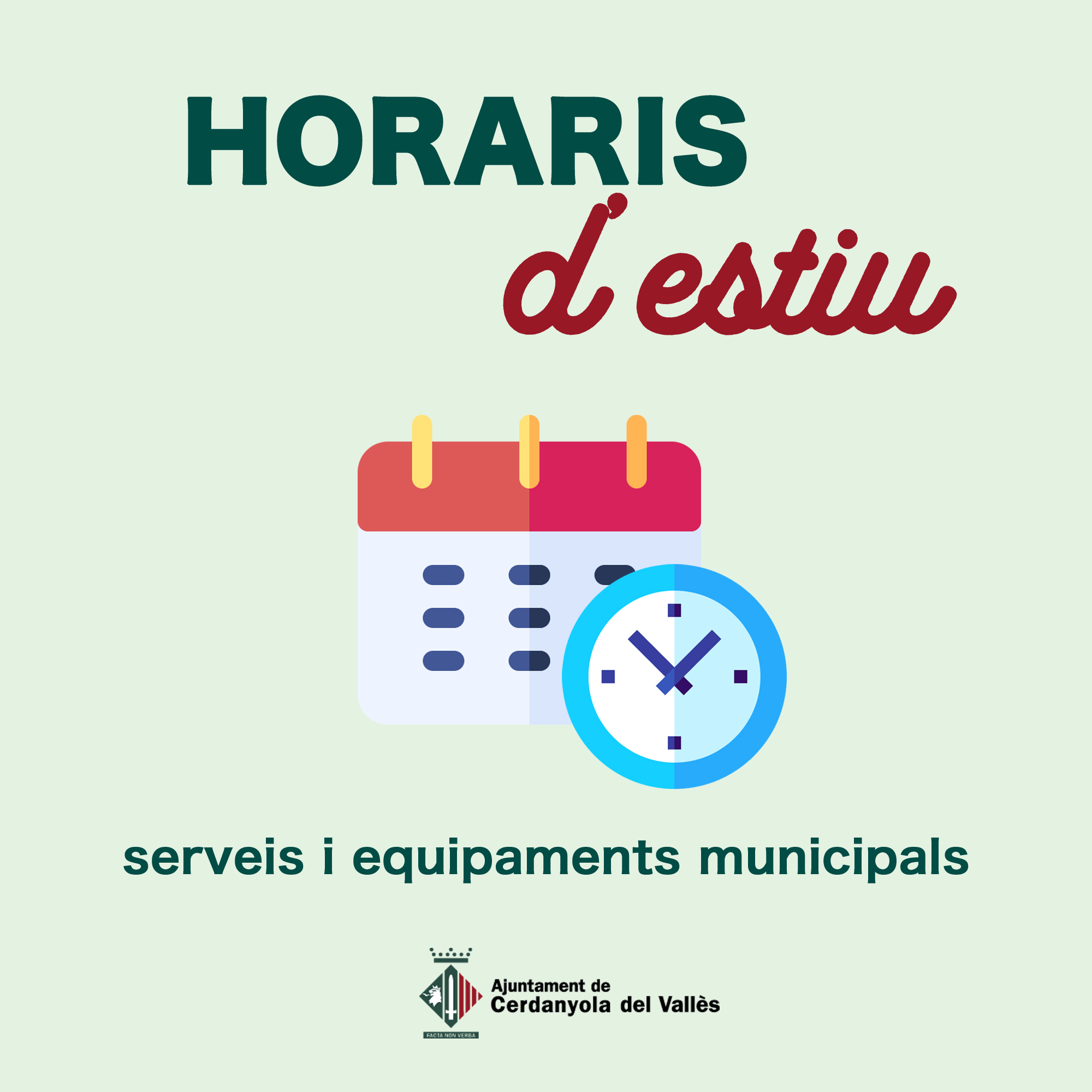 Horaris especials d'estiu dels serveis i equipaments municipals