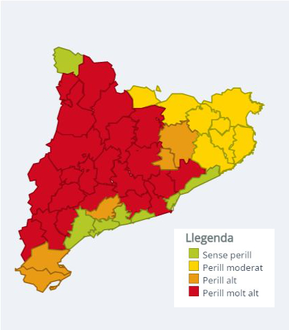 Mapa Perill per calor 6 de juny 2022