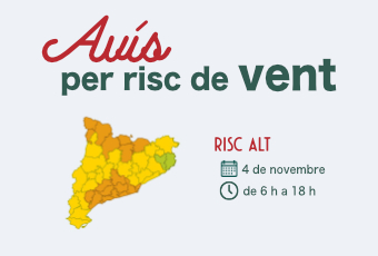 Avís per risc de vent per divendres 4 de novembre de 2022