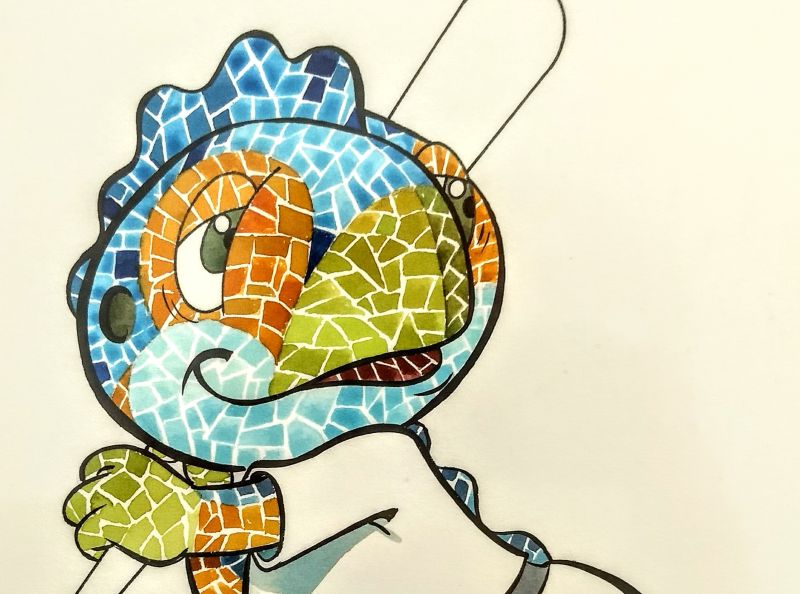 Dibuix de la proposta presentada per Beaumont i inspirada i inspirada en Gaudí