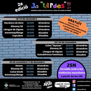 Programa activitats Ja Tardes del Casal de Joves