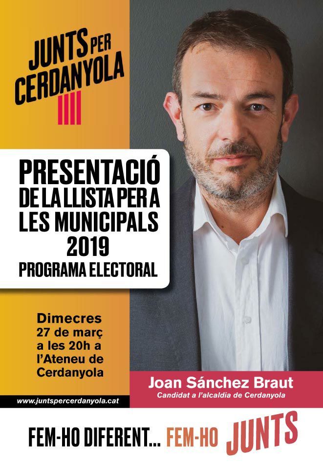 Cartell de l'acte de presentació de la llista i programa electoral de Junts per Cerdanyola