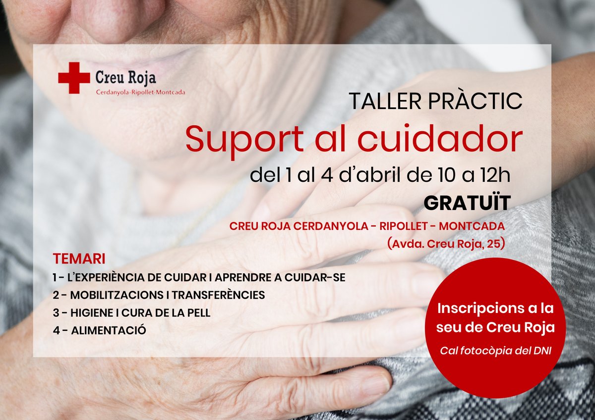 Cartell del taller 'Suport al cuidador/a'