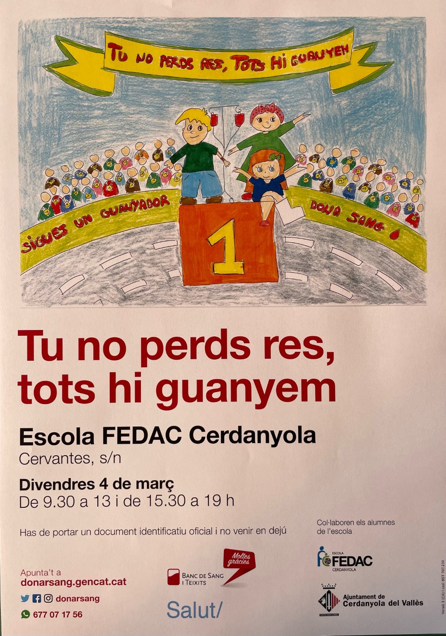 Donació de sang Escola FEDAC Anunciata