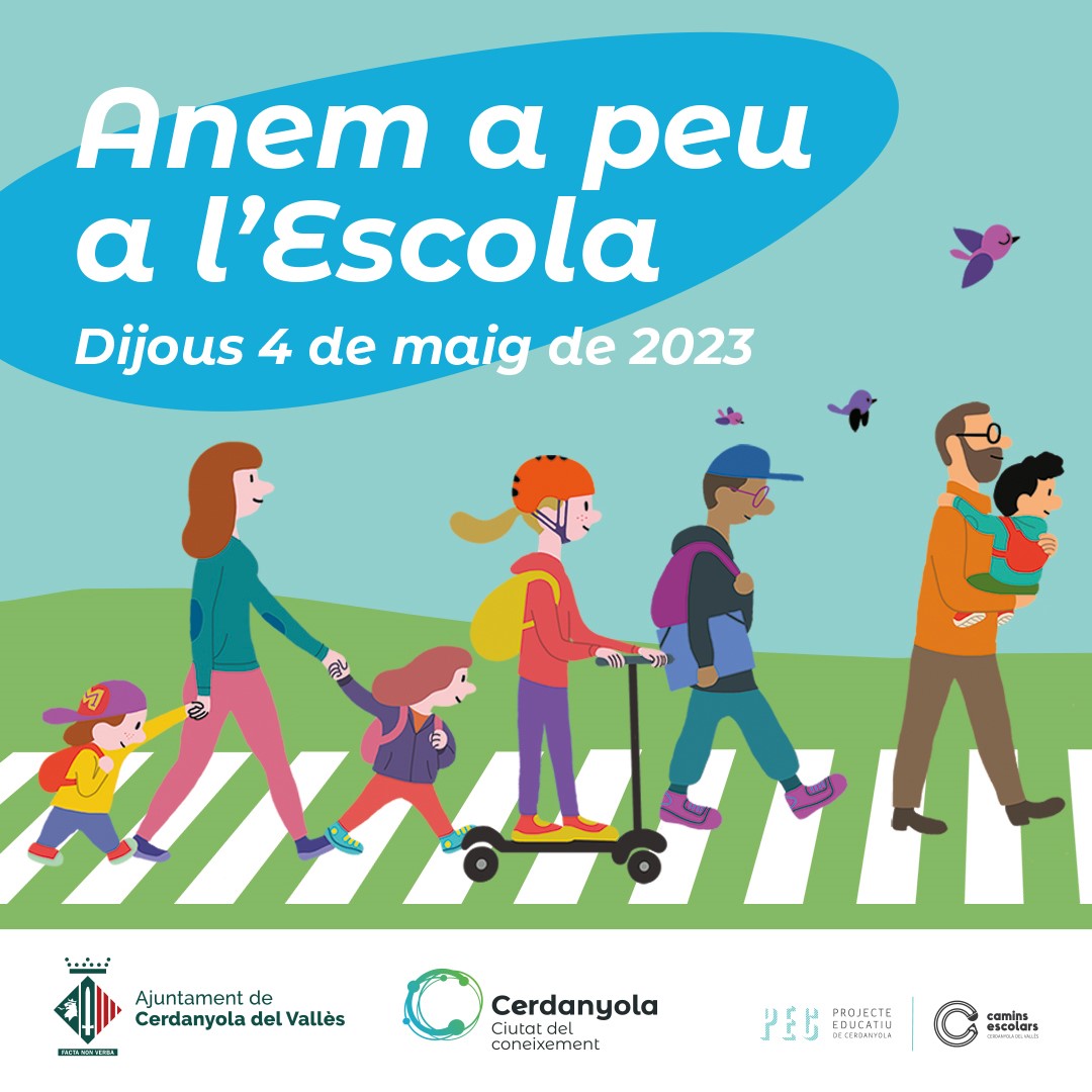 Cartell Anem a peu a l'escola/institut