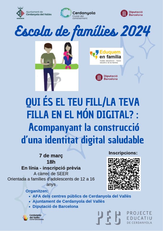 Imatge Xerrada de l'Escola de famílies: 'Qui és el teu fill / la teva filla en el món digital?'