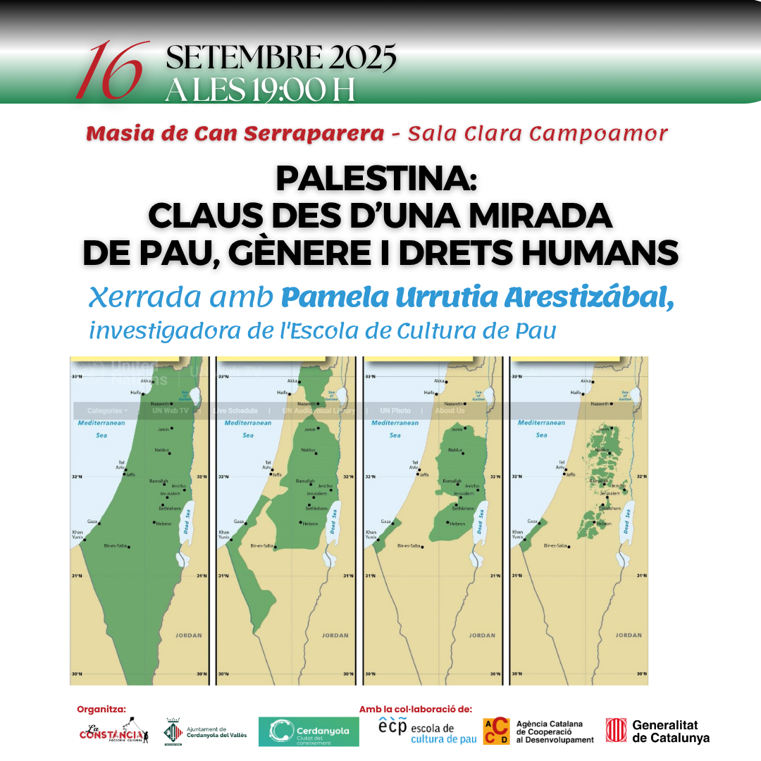 Imatge cartell xerrada Palestina: claus des d'una mirada de pau, gènere i drets humans