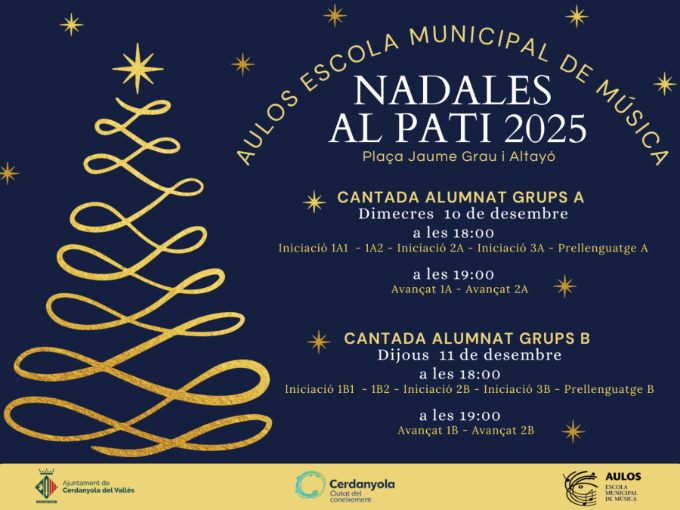 cartell Nadales al pati de l'Escola Municipal de Música Aulos