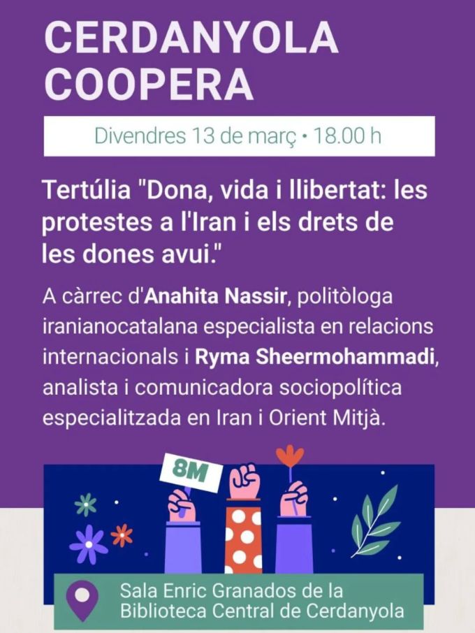 Cartell Tertúlia 'Dona, vida i llibertat: les protestes a l'Iran i els drets de les dones avui'