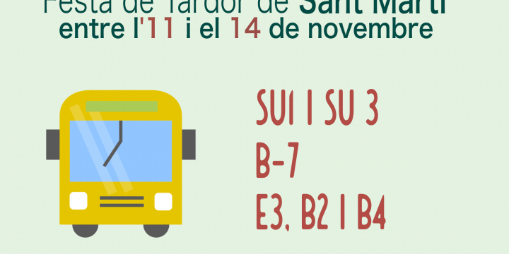 Afectacions en el servei de les línies de bus amb motiu de la Festa de Tardor de Sant Martí