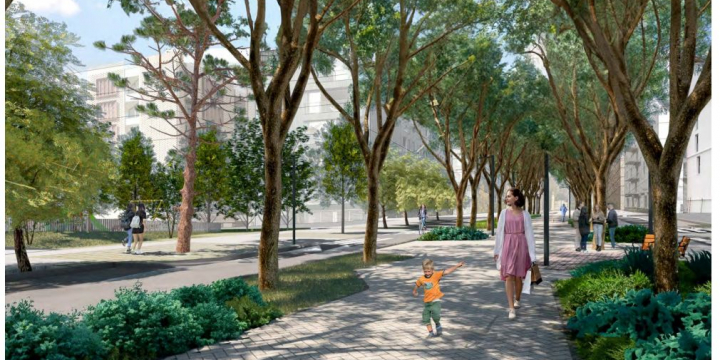 Simulació de la rambla del Castell al Parc de l'Alba