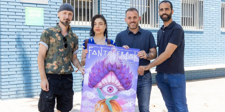 Rafa Dengrà, Maika Dengrà, Carlos Cordón i Santi Moro durant la presentació del Fantosfreak 2025