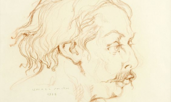 Dibuix a llapis del retrat d'Enric Granados seleccionat per a l'exposició virtual de la XMAC