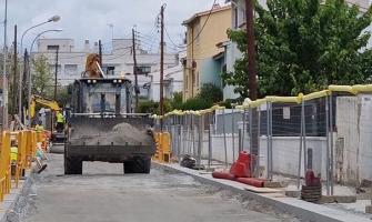 Moment de la primera fase de les obres al carrer Sol