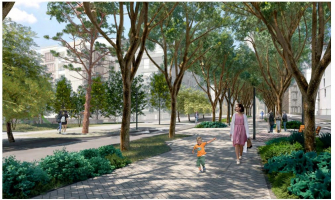 Simulació de la rambla del Castell al Parc de l'Alba