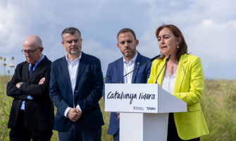 Moment de l'acte d'inici de les obres d'urbanització de la rambla del Castell